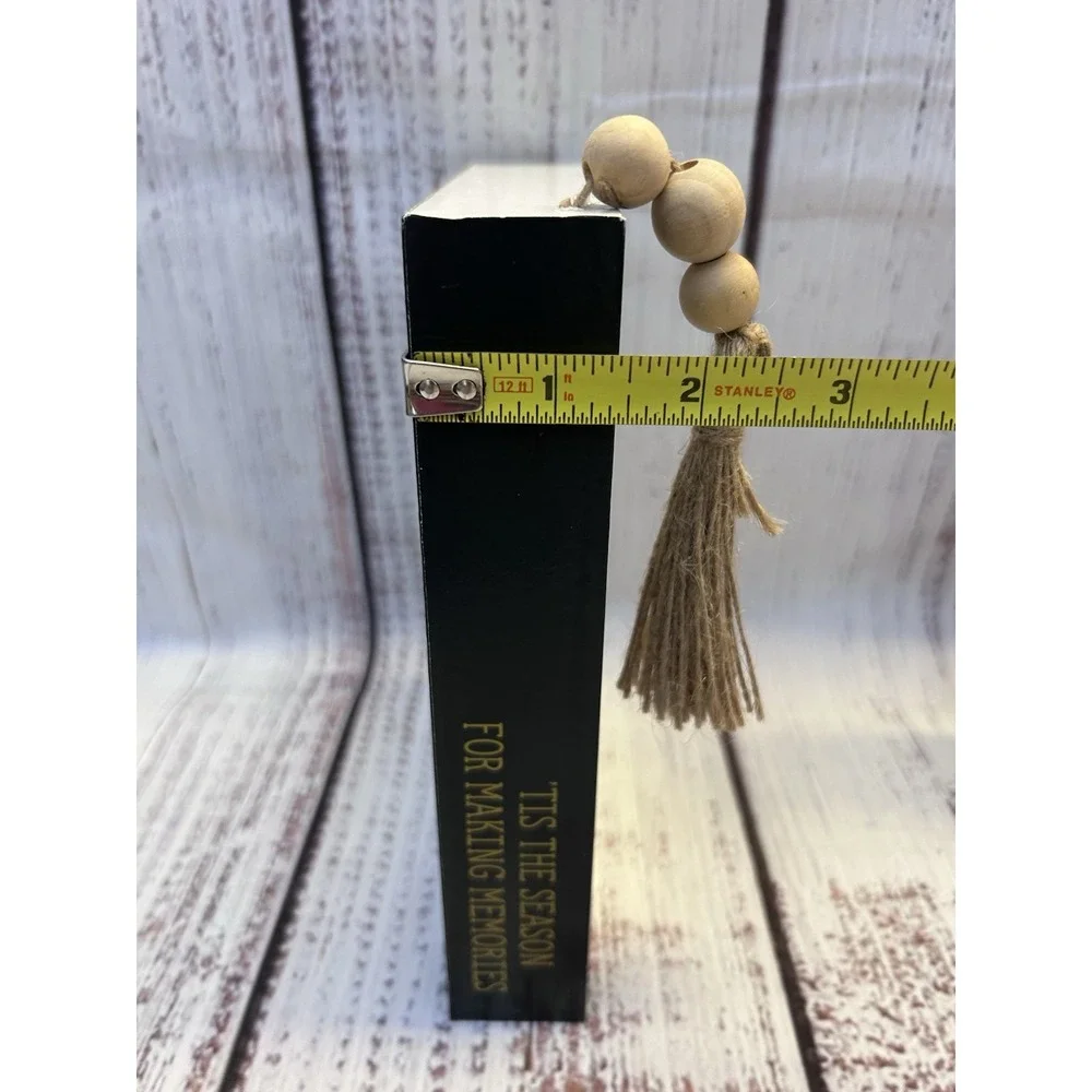 Hobby Lobby Plaid Christmas Decorative Faux Book Stack Set of 2 Wood Bead Tassel